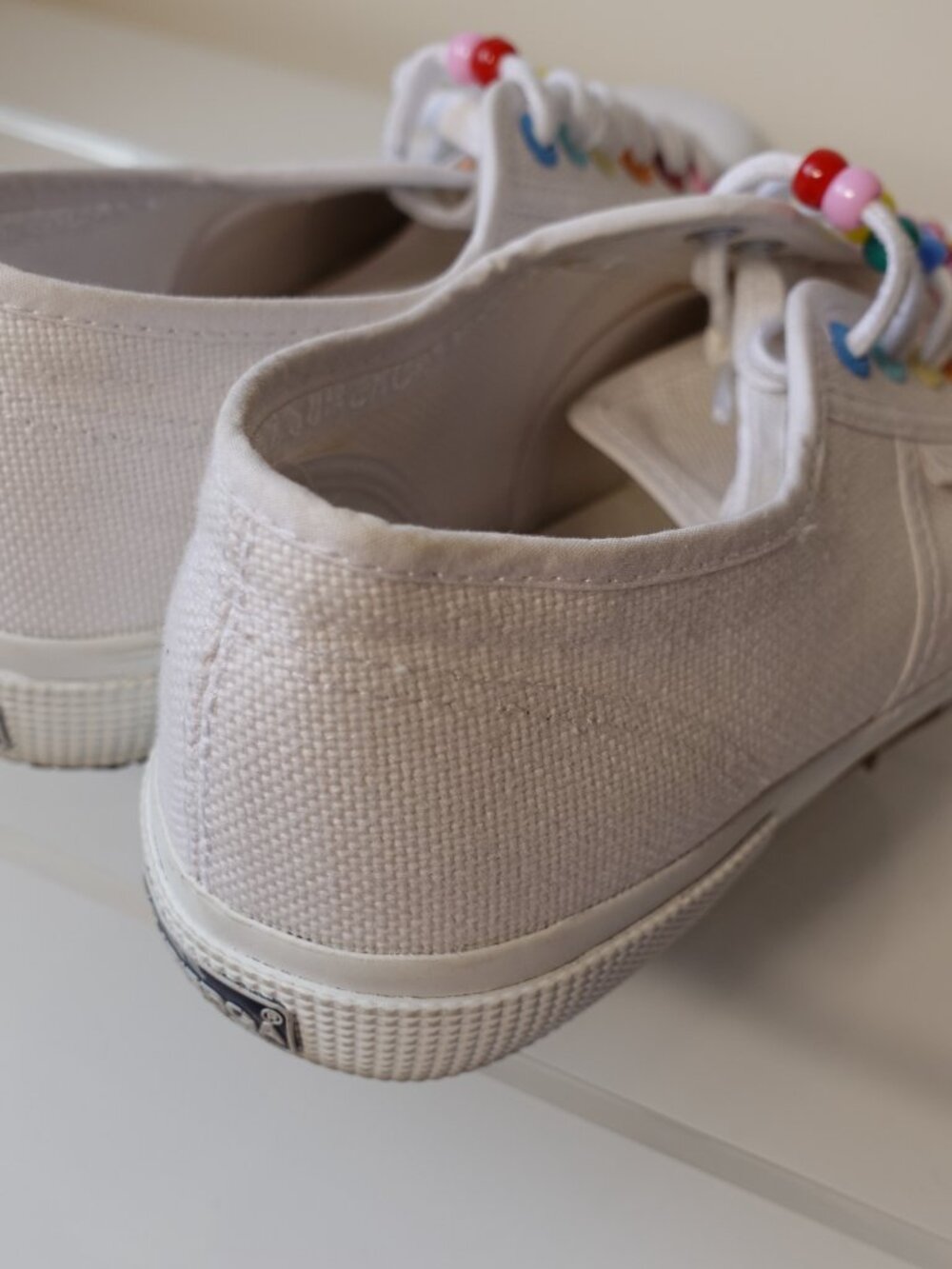 Superga 2750 white canvas sneakers featuring playful, Size 8 - Picture 4 of 6